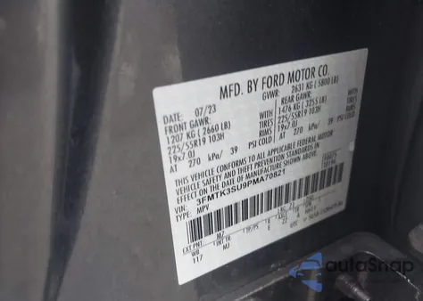 2023 Ford Mustang Mach-E Premium z USA, uszkodzony, nr VIN 3FMTK3SU9PMA70821